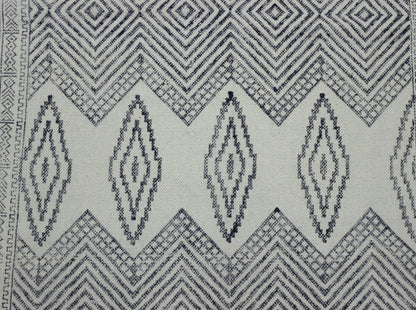 Gray Hand Block Printed Sea House Cotton Dhurries