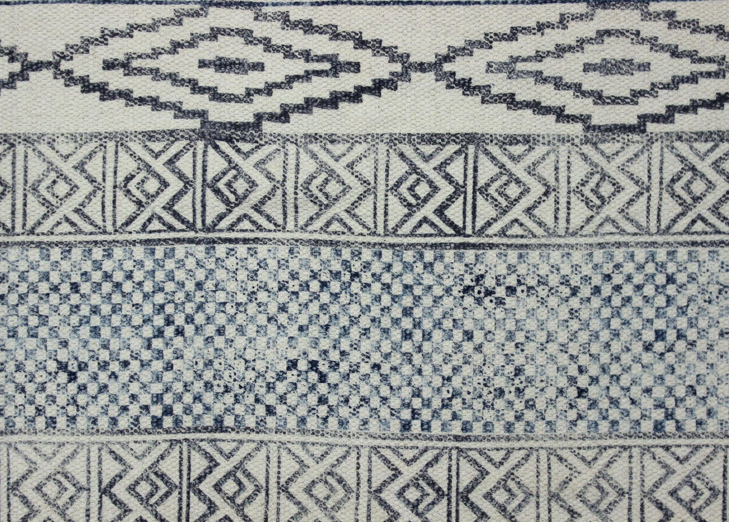 Cotton Dhurries Hand Block Printed Entrance Beige