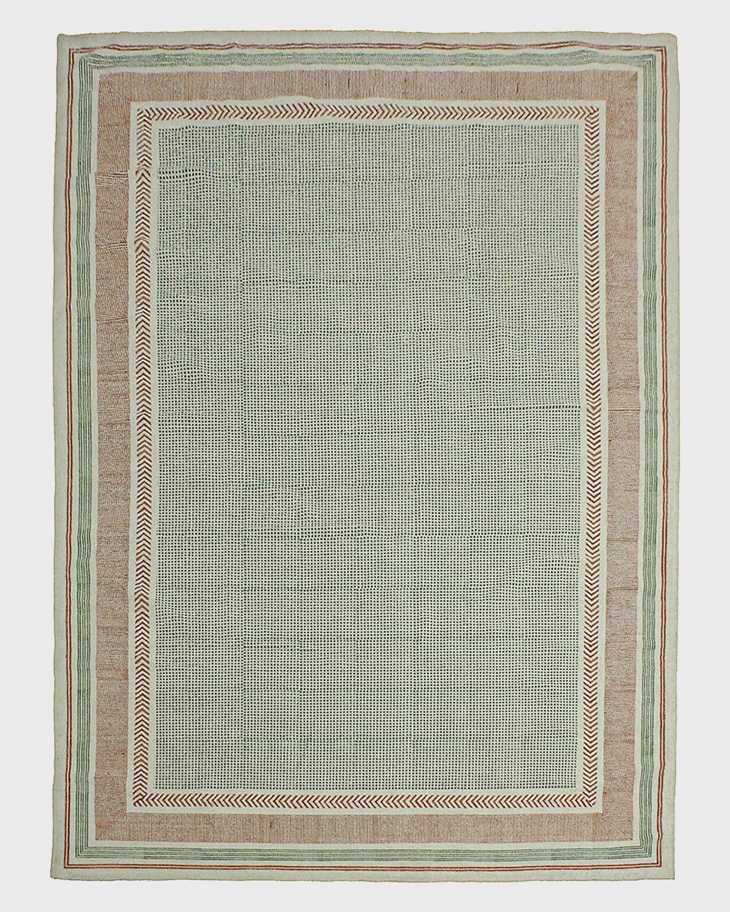 Cotton Dhurries Hand Block Printed Entry Way Green