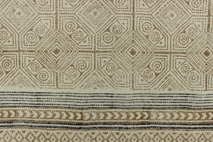 Rectangle Beige Brown Hand Block Printed Cotton Dhurrie