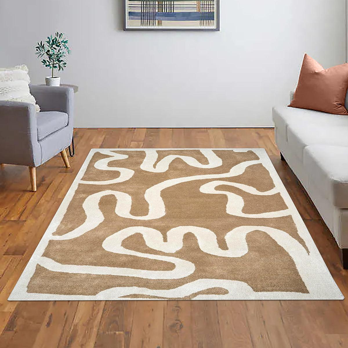 Hand Tufted Beige Wool Rug HTM-12