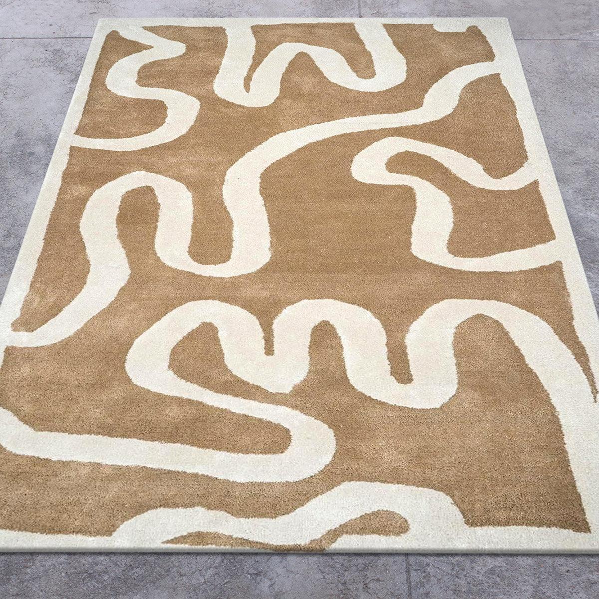 Hand Tufted Beige Wool Rug HTM-12