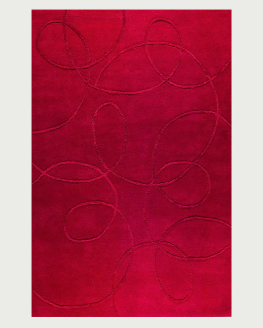 Indian Hand Tufted Red Wool Rug HTM-15