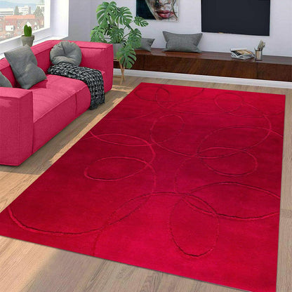 Indian Hand Tufted Red Wool Rug HTM-15