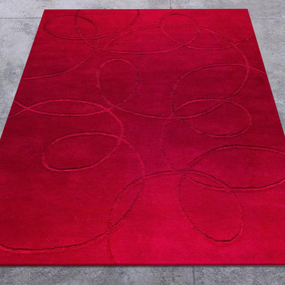 Indian Hand Tufted Red Wool Rug HTM-15