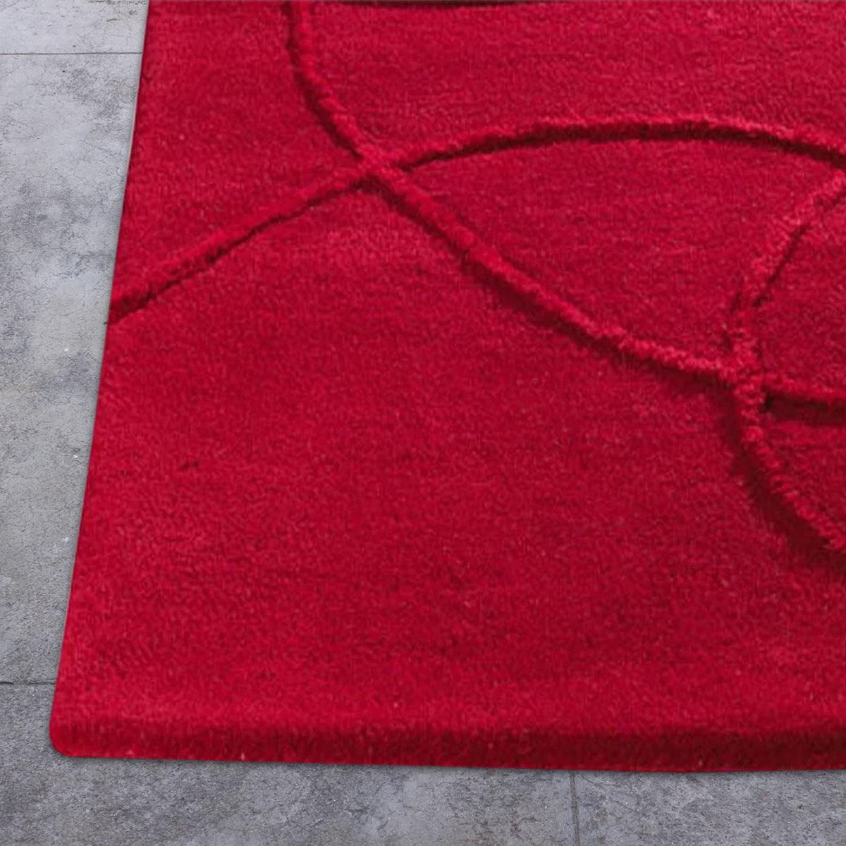 Indian Hand Tufted Red Wool Rug HTM-15