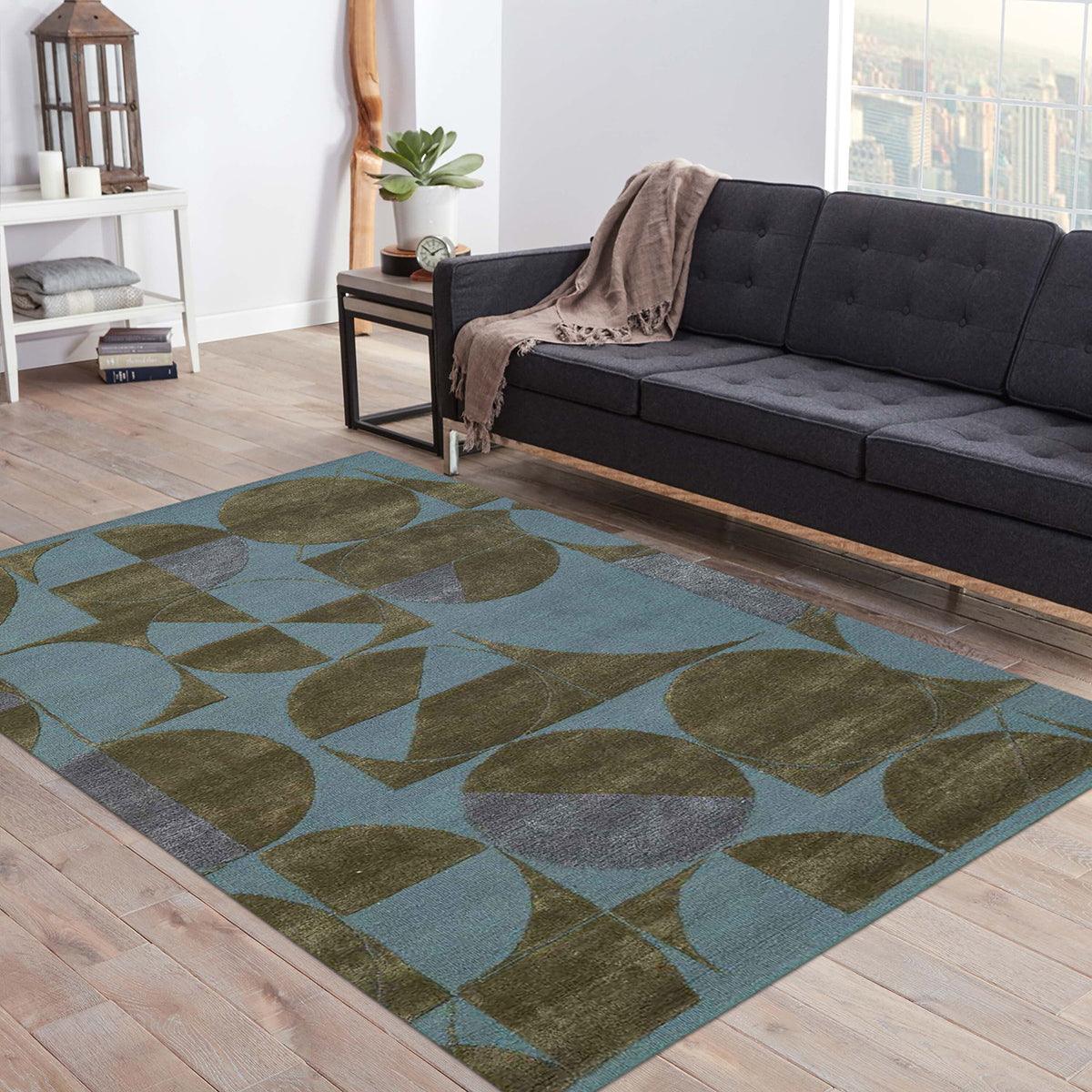 Hand Tufted Blue Wool Area Rug HTM-02