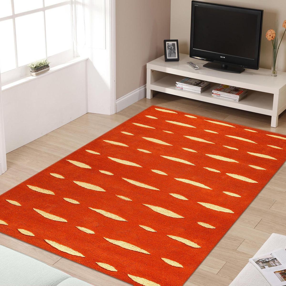 Hand Tufted Orange Wool Rug HTM-46