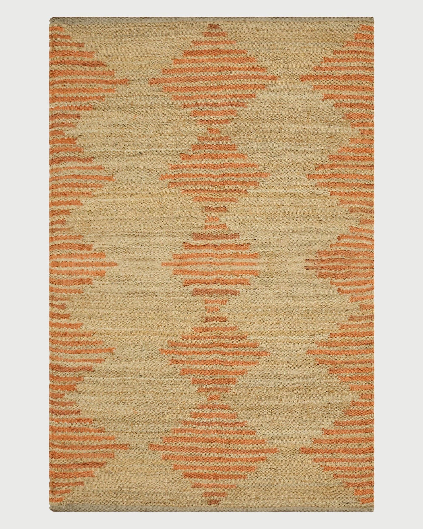 Indian Hand Woven Beige Orange Outdoor Jute Rug