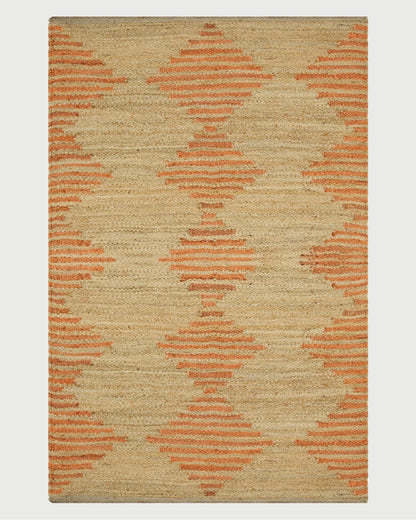 Indian Hand Woven Beige Orange Outdoor Jute Rug