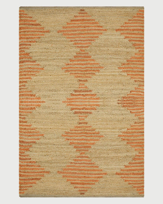 Indian Hand Woven Beige Orange Outdoor Jute Rug