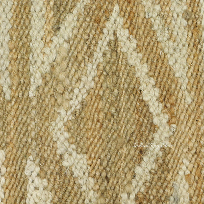 Traditional Hand Woven Beige White Indoor Jute Rug