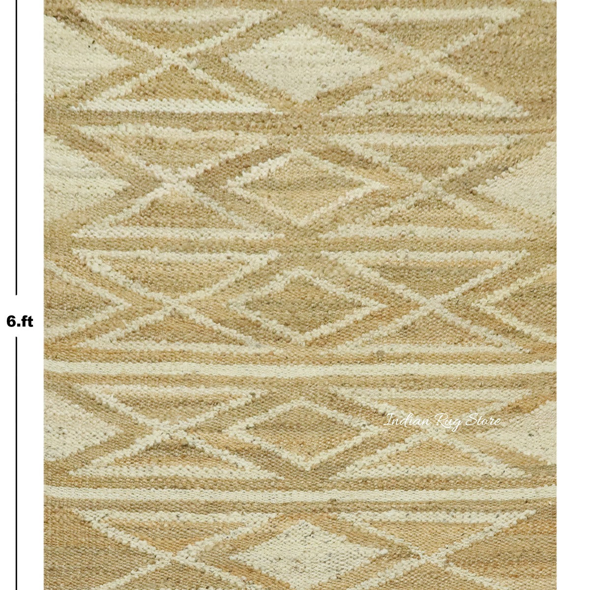 Traditional Hand Woven Beige White Indoor Jute Rug