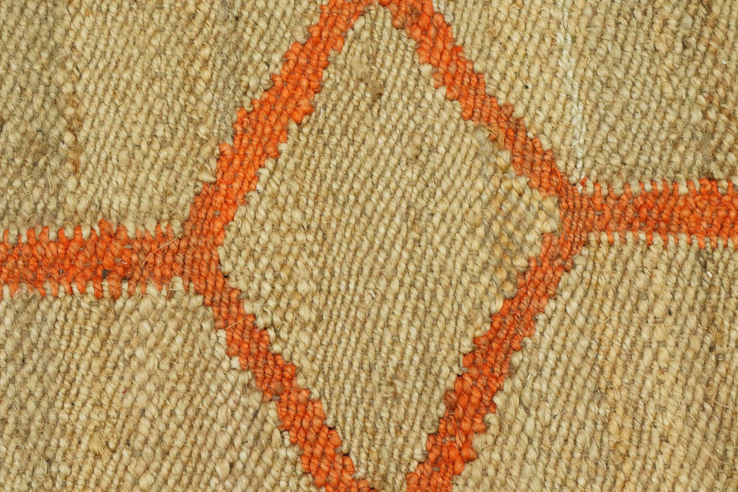 Hand Woven Oriental Beige Orange Entrance Jute Rug