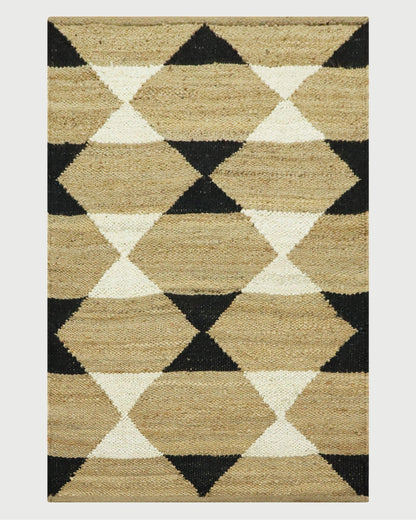 Beige Black Hand Woven Trendy Farm House Jute Rug