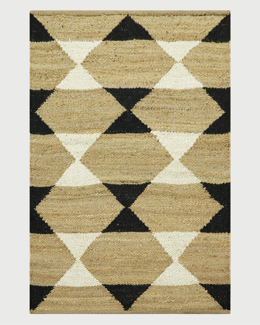 Beige Black Hand Woven Trendy Farm House Jute Rug