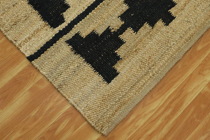 Beautiful Hand Woven Beige Black Bedroom Decor Jute Rug