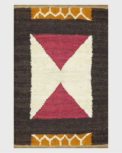 Hand Woven Brown Multicolor Traditional Sea House Jute Rug