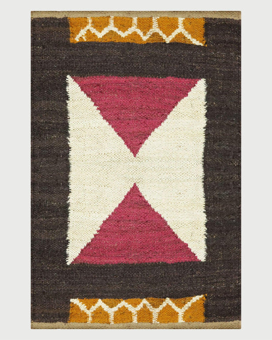 Hand Woven Brown Multicolor Traditional Sea House Jute Rug