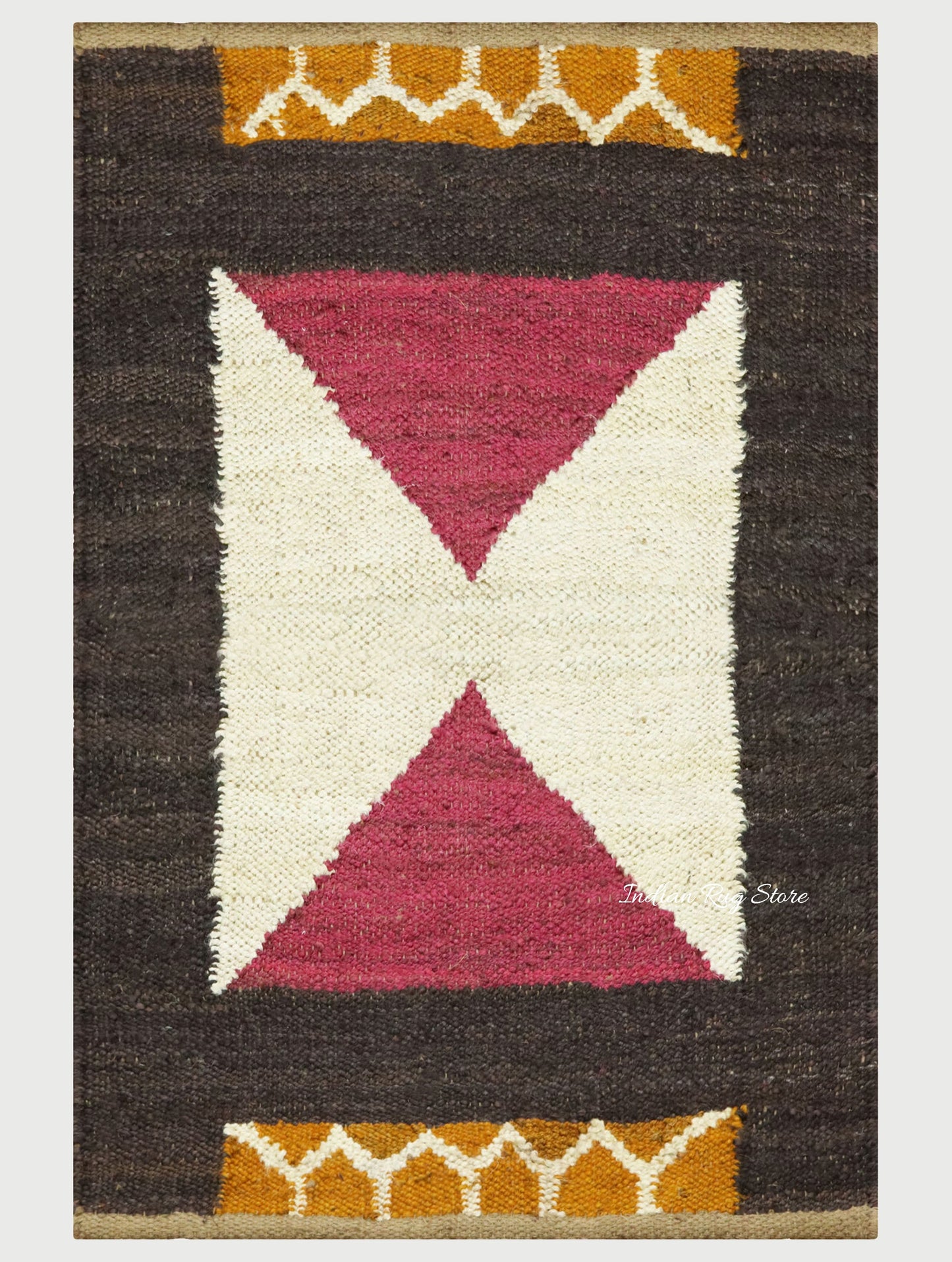 Hand Woven Brown Multicolor Traditional Sea House Jute Rug