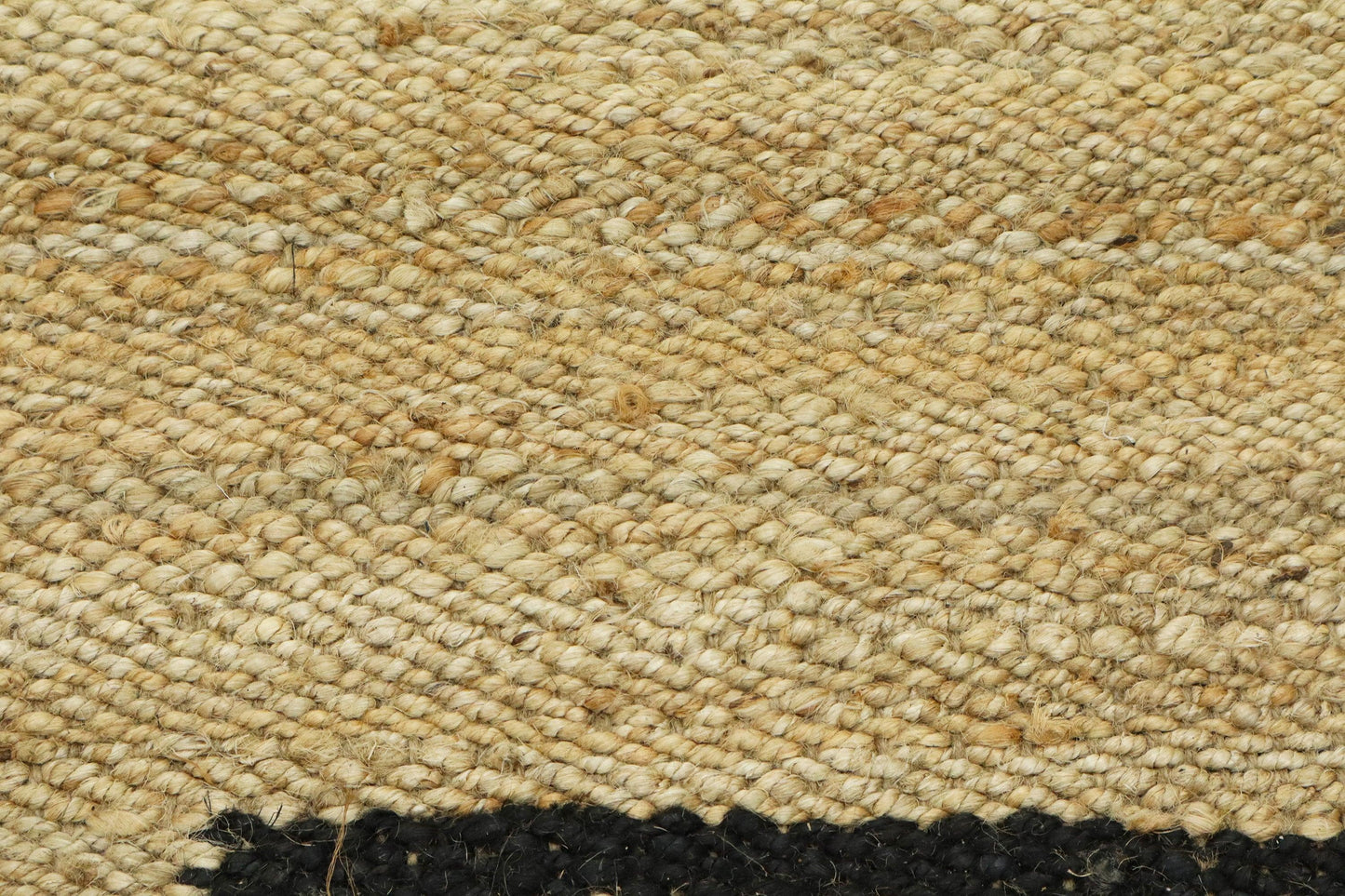 Beige Black Hand Woven Oriental Sea House Jute Rug