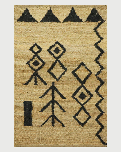 Trendy Beige Black Hand Woven Entrance Jute Rug