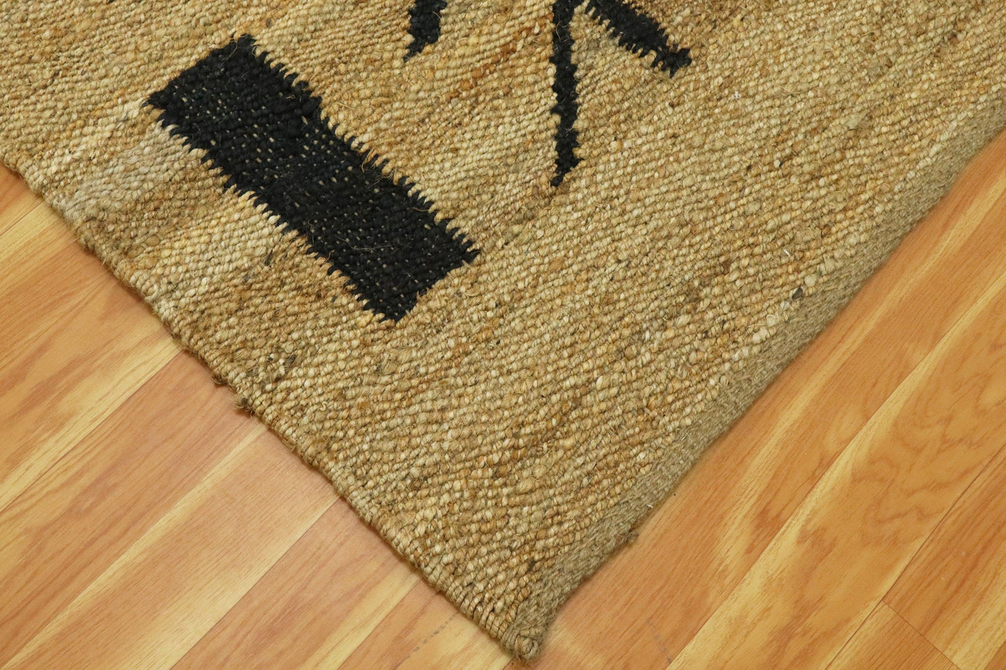 Trendy Beige Black Hand Woven Entrance Jute Rug