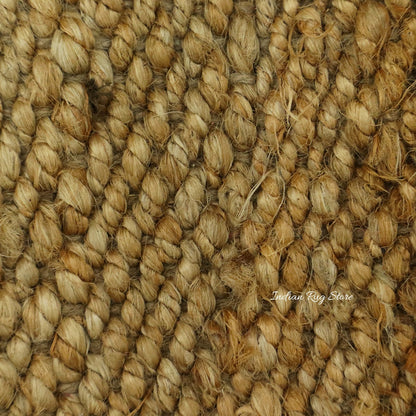 Trendy Beige Black Hand Woven Entrance Jute Rug