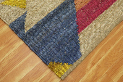 Attractive Beige Multicolor Hand Woven Entry Way Jute Rug