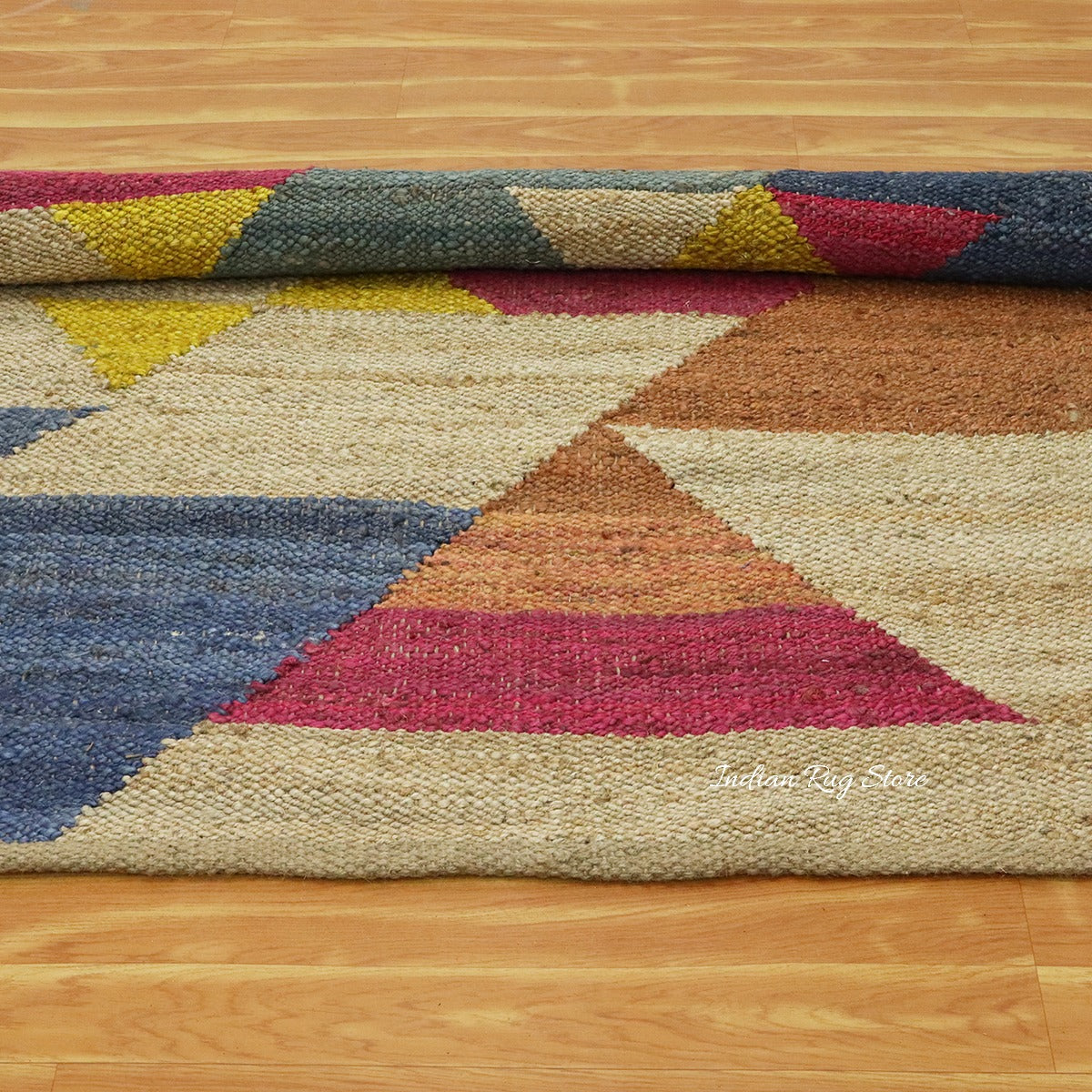 Attractive Beige Multicolor Hand Woven Entry Way Jute Rug