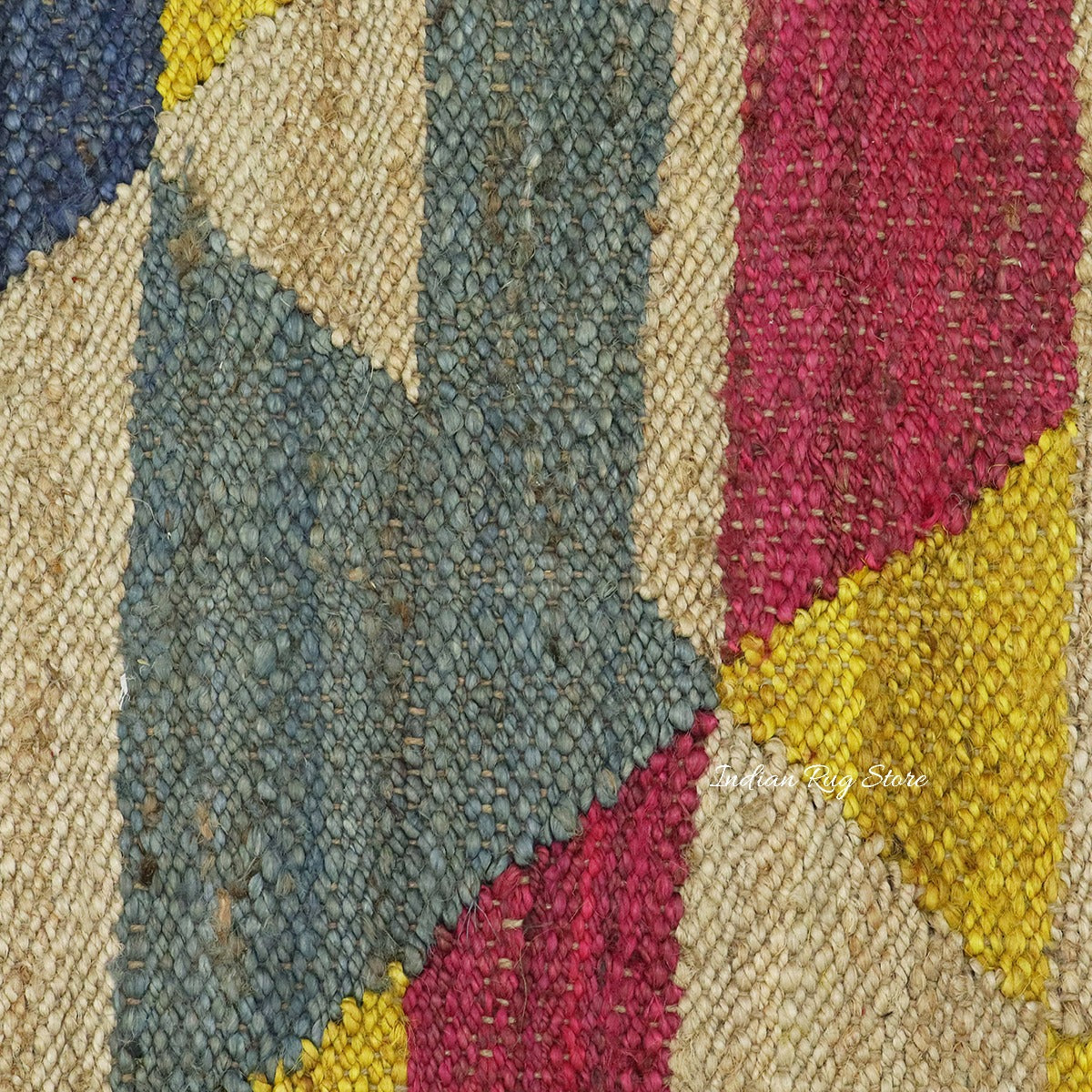 Attractive Beige Multicolor Hand Woven Entry Way Jute Rug