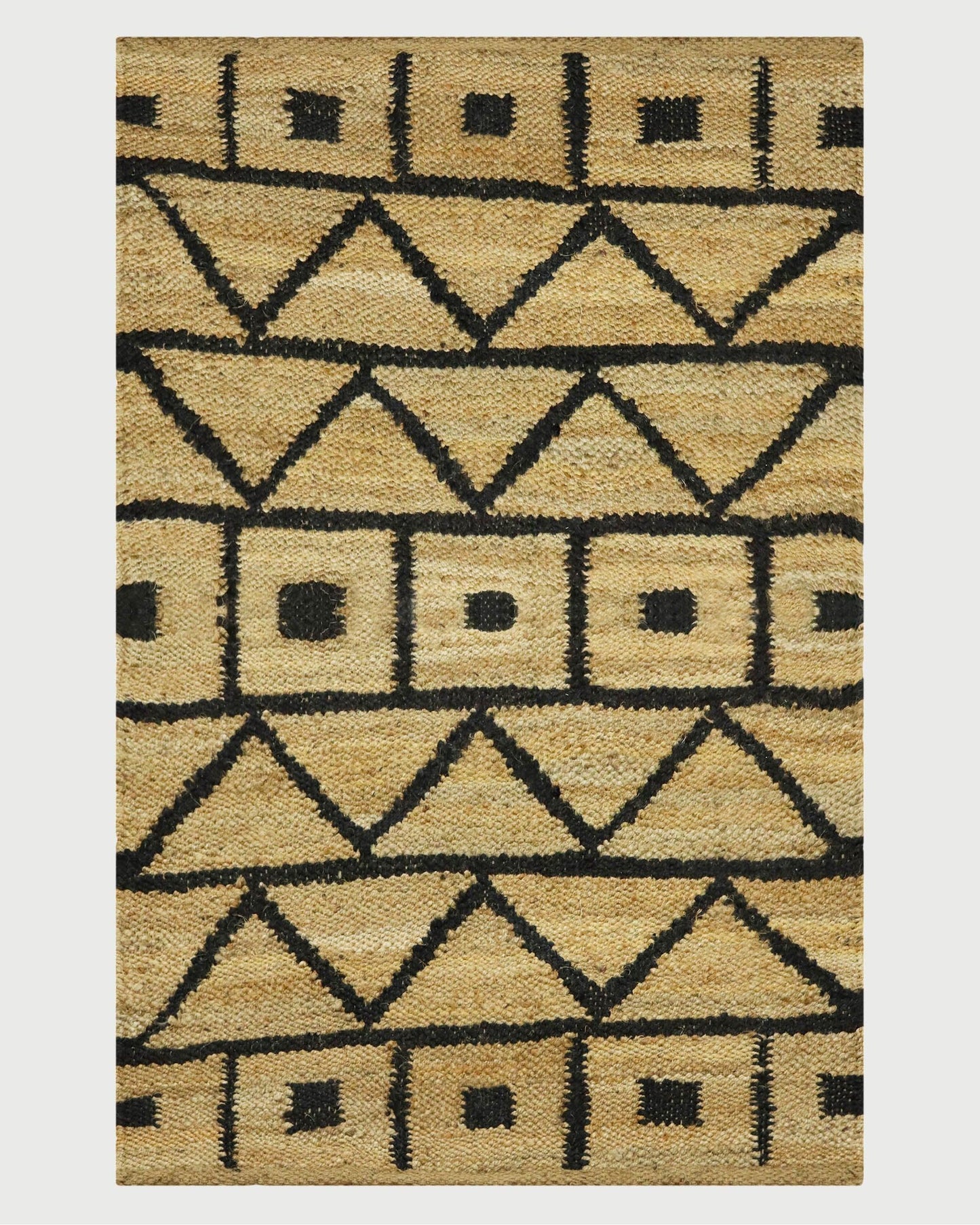 Indian Beige Black Hand Woven Outdoor Jute Rug