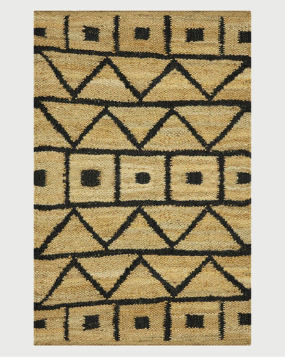 Indian Beige Black Hand Woven Outdoor Jute Rug