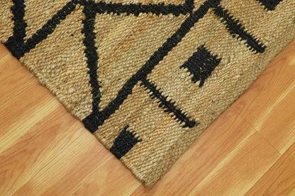 Indian Beige Black Hand Woven Outdoor Jute Rug