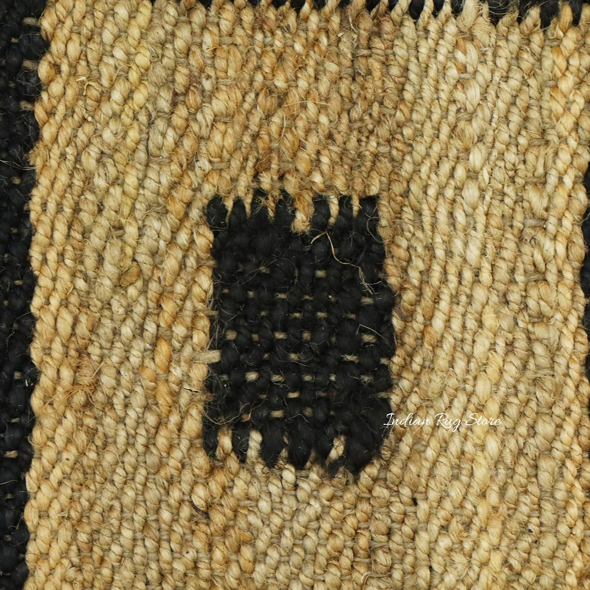 Indian Beige Black Hand Woven Outdoor Jute Rug