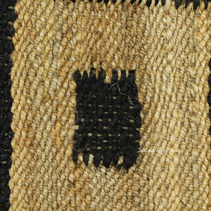 Indian Beige Black Hand Woven Outdoor Jute Rug