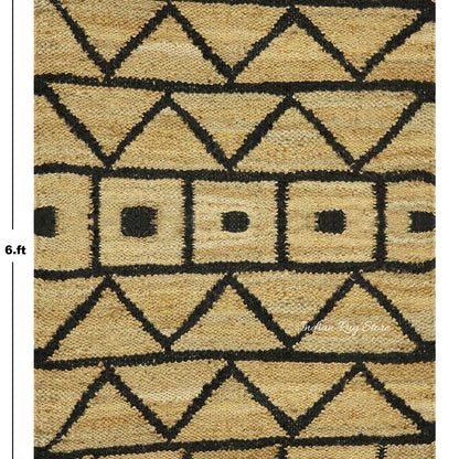 Indian Beige Black Hand Woven Outdoor Jute Rug