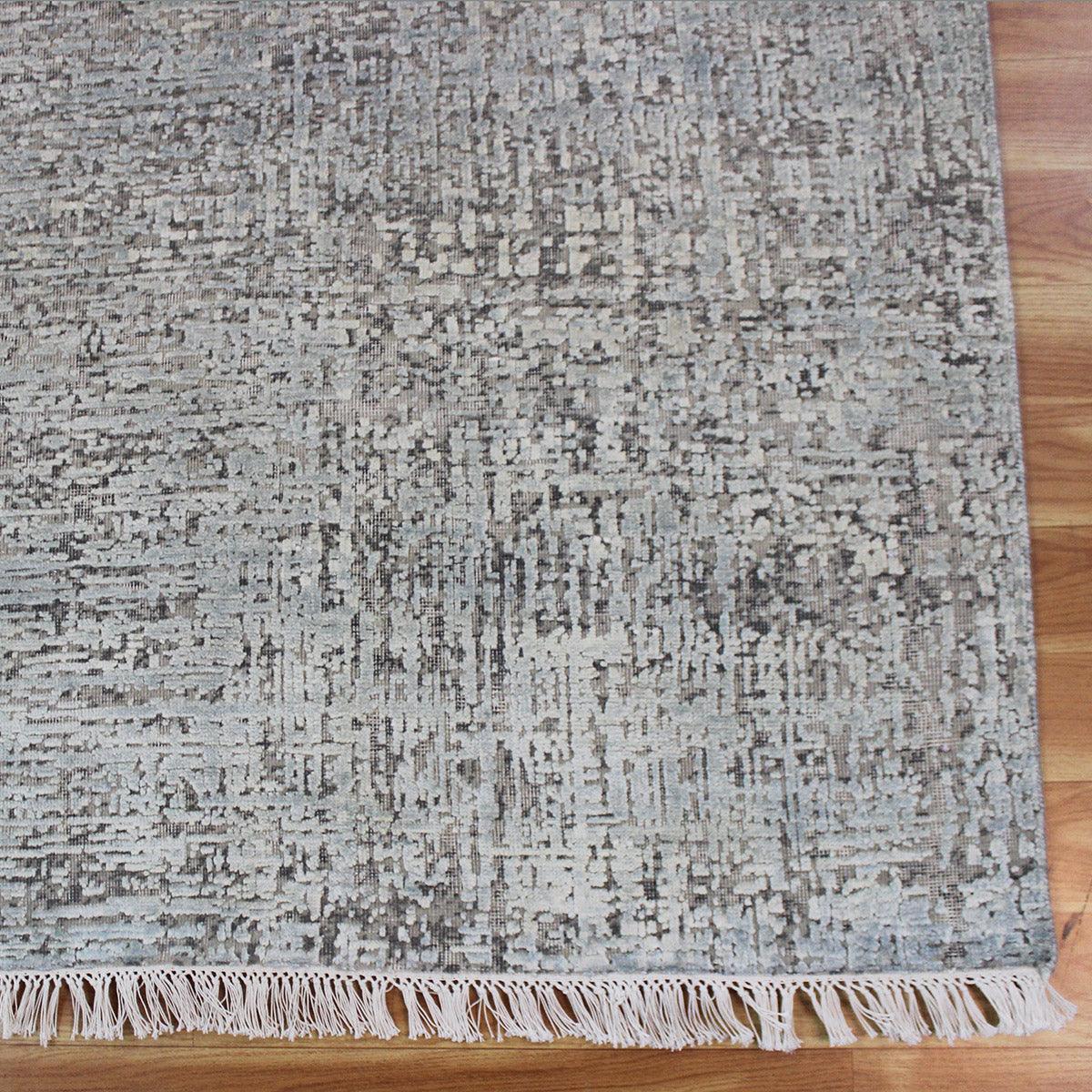 Hand Knotted Gray Trandey Dining Large Area Rug - Indian Rug Store