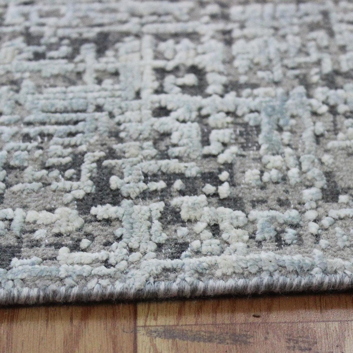 Hand Knotted Gray Trandey Dining Large Area Rug - Indian Rug Store