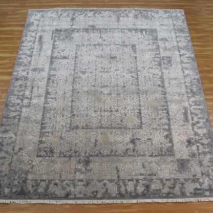 Gray Soft Wool Hand Knotted Home Decor Large Area Rug - Indian Rug Store