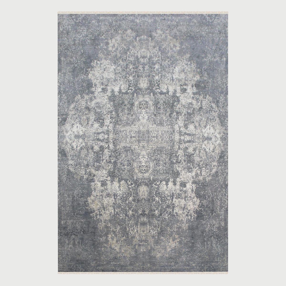 Hand Knotted Indian Gray Soft Wool Living Area Rug - Indian Rug Store