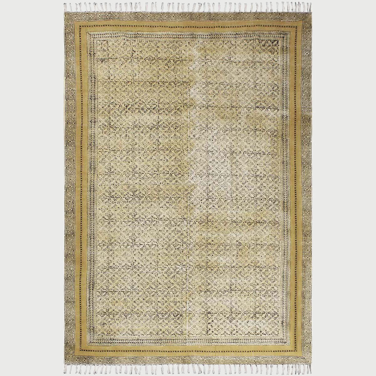 Hand Block Cotton Printed Bordered Home Decor Area Rug - Indian Rug Store