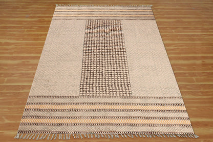 Beige Entry Way Cotton Dhurries Hand Block Printed