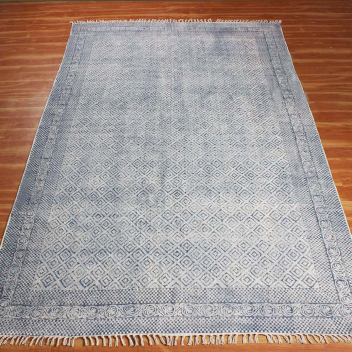 Indian Hand Block Printed Cotton Home Decor Area Rug - Indian Rug Store