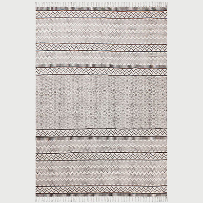 Hand Block Printed Ethically Crafted Striped Dining Area Rug - Indian Rug Store