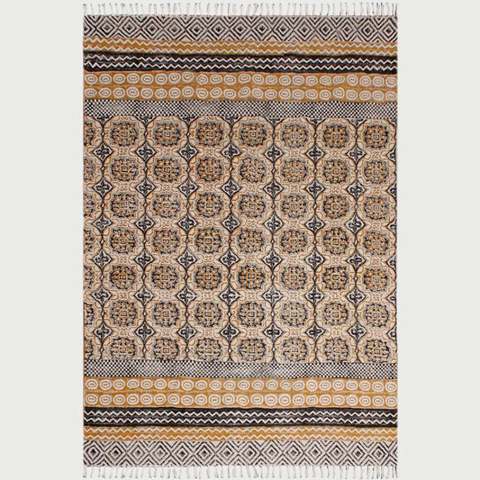 Multicolor Hand Block Printed Cotton Home Accessory Rug - Indian Rug Store