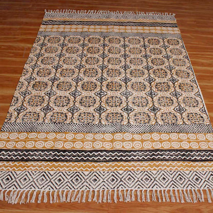 Multicolor Hand Block Printed Cotton Home Accessory Rug - Indian Rug Store