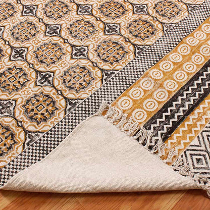 Multicolor Hand Block Printed Cotton Home Accessory Rug - Indian Rug Store