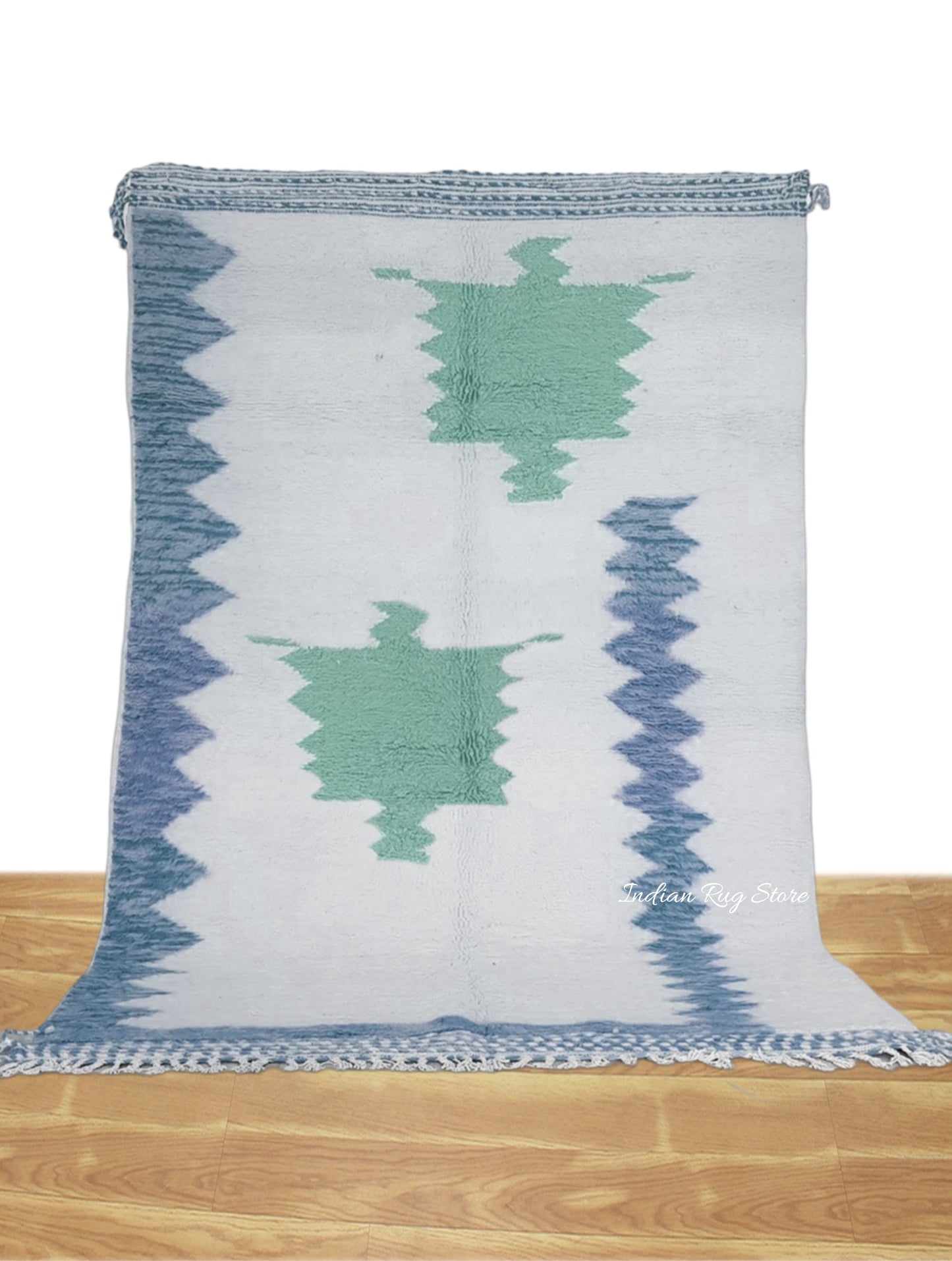 Hand Tufted Green and Blue Color Area Rug