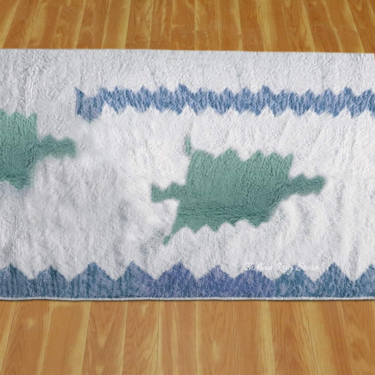 Hand Tufted Green and Blue Color Area Rug